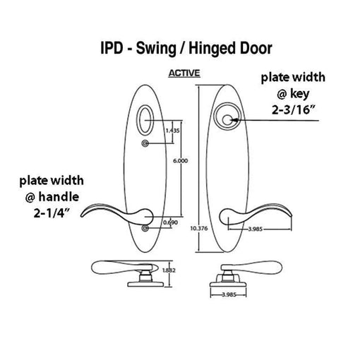 IPD Citadel Peachtree Swing Door Hardware - Polished Brass - IPD Citadel Peachtree Swing Door Hardware - Polished Brass