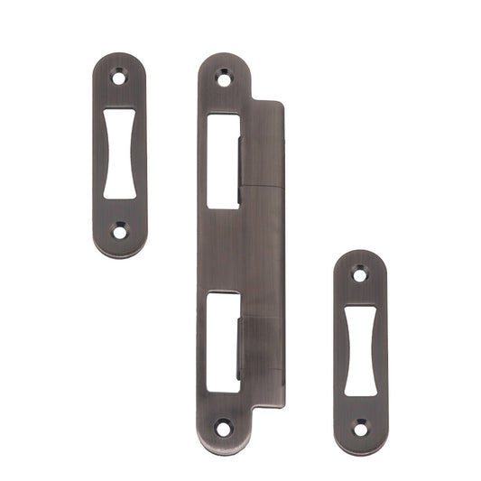 G-U / Ferco  Set of 3 Strikes Plates for 1-3/4" (45mm) door, Rhino / Tripact - Antique Nickel /