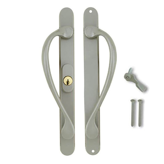 Marvin Active Keyed, Narrow Sliding Door Handle, Center Thumb - Satin Taupe