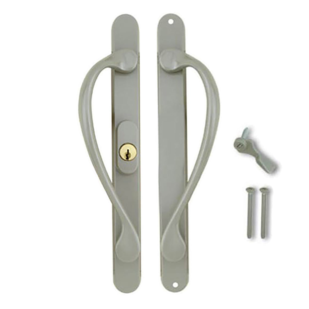 Marvin Active Keyed, Narrow Sliding Door Handle, Center Thumb - Satin Taupe - Marvin Active Keyed, Narrow Sliding Door Handle, Center Thumb - Satin Taupe