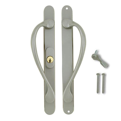 Marvin Active Keyed, Narrow Sliding Door Handle, Center Thumb - Satin Taupe - Marvin Active Keyed, Narrow Sliding Door Handle, Center Thumb - Satin Taupe