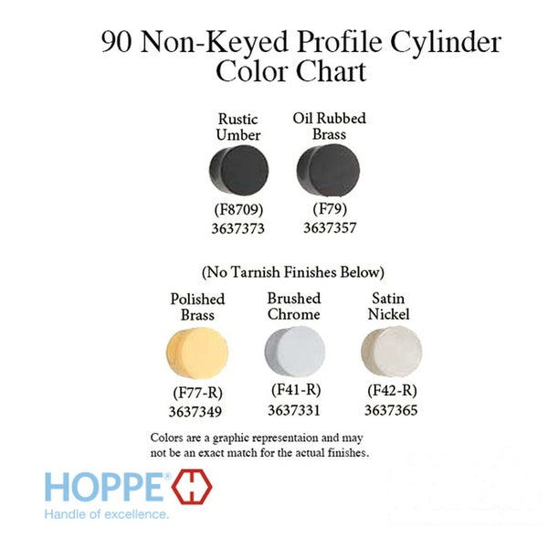 40.5 / 10 New Style HOPPE Inactive 90 Non-Keyed Profile Cylinder Lock, Solid Brass, Choose Finish - 40.5 / 10 New Style HOPPE Inactive 90 Non-Keyed Profile Cylinder Lock, Solid Brass, Choose Finish