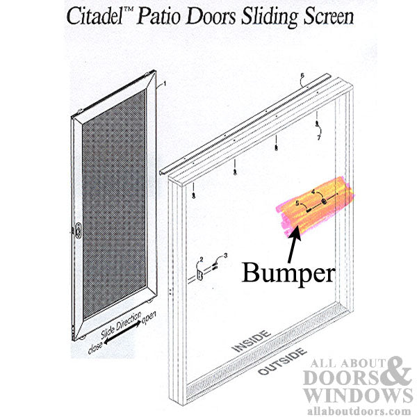 Peachtree Screen Bumper Kit, IPD Citadel Patio Door - Tan - Peachtree Screen Bumper Kit, IPD Citadel Patio Door - Tan