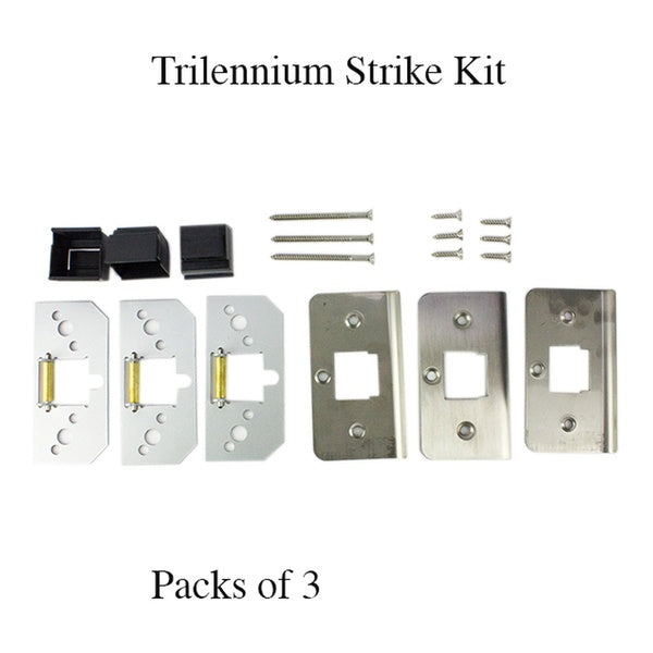 Trilennium Strike Kit 3 strikes, Reinforcement plates & Screws - 1-3/4