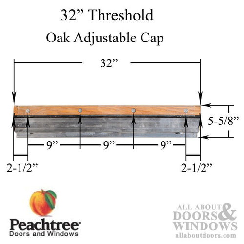 Avanti Threshold with adjustable oak cap, replacement sill - Aluminum - Avanti Threshold with adjustable oak cap, replacement sill - Aluminum