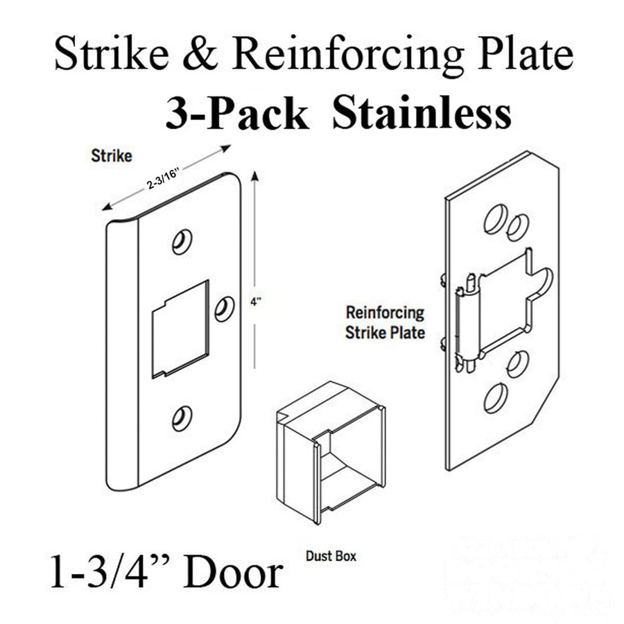 Trilennium Strike Kit 3 strikes, Reinforcement plates & Screws - 1-3/4