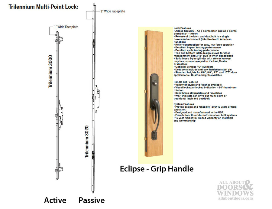 Trilennium 6-8 Inactive 3020 Passive Door Lock  - Bronze - Trilennium 6-8 Inactive 3020 Passive Door Lock  - Bronze
