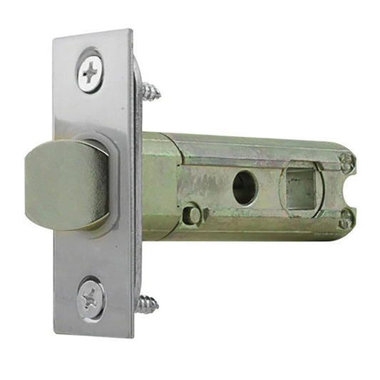 2 inch Backset Spring Latch, Square Face - Brushed Stainless Steel