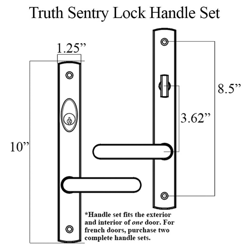 Truth Sentry Lock Handle Set, Contemporary, Painted Over Zinc, Black - Truth Sentry Lock Handle Set, Contemporary, Painted Over Zinc, Black