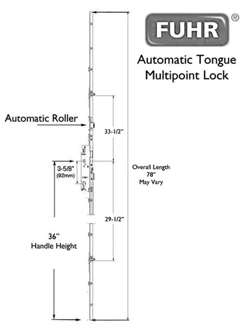Fuhr Tongue Version Lock, Auto 1-3/4 inch backset - See Replacement Options - Fuhr Tongue Version Lock, Auto 1-3/4 inch backset - See Replacement Options