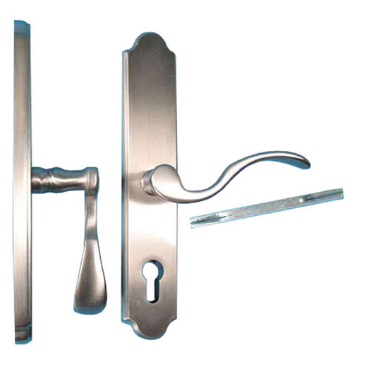 Germania Lever, Lara 68 mm Backplate, Patio / Inactive Left Hand Handleset - Satin Nickel