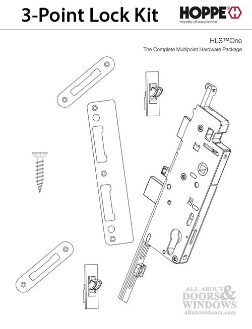 HLS-ONE 3-point Lock KIT, ACTIVE SYSTEM w/60MM backset, choose door thickness - HLS-ONE 3-point Lock KIT, ACTIVE SYSTEM w/60MM backset, choose door thickness