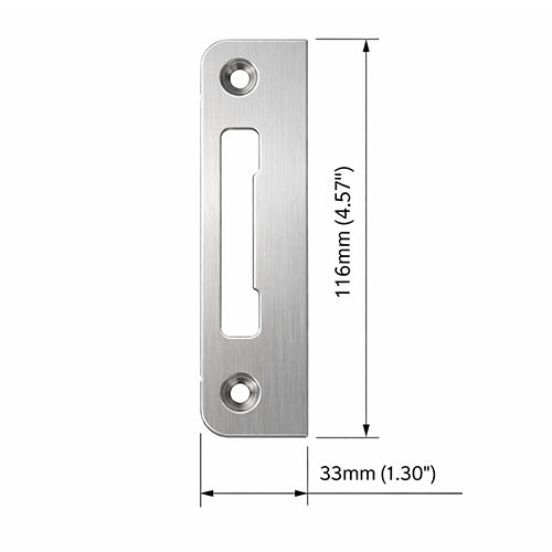 Strike Plate, PT0002N, Flat Tongue 1.30 x 4.57 -  Brushed Chrome - Strike Plate, PT0002N, Flat Tongue 1.30 x 4.57 -  Brushed Chrome