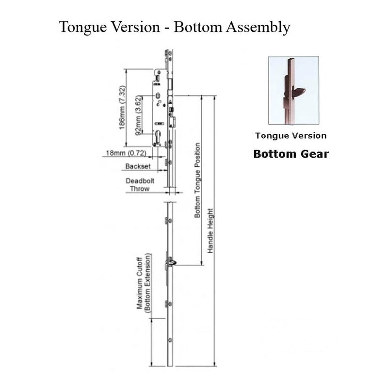 Hoppe 16mm Manual 45/92 Gear, Tongue at 29.65