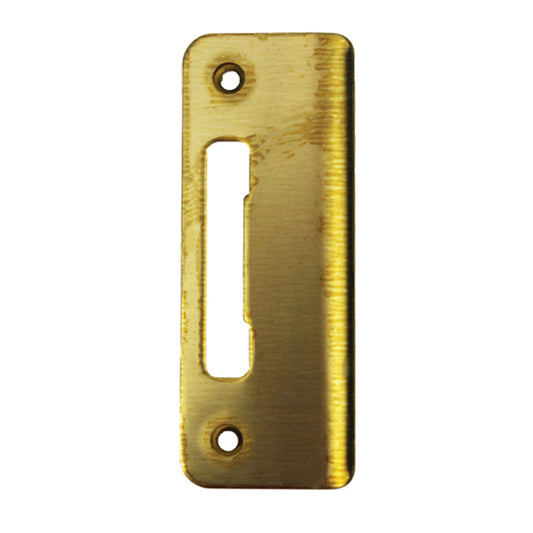 Strike Plate, PT0009N, Tongue curved lip 1.74 x 4.57 - Brass