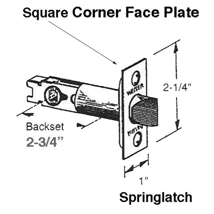 Weiser Springlatch,  2-3/4 Fixed  Backset,  Square Face - Weiser Springlatch,  2-3/4 Fixed  Backset,  Square Face