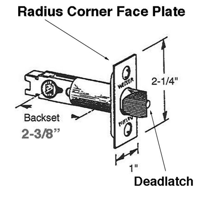 Weiser Deadlatch 2-3/8  Fixed Backset  Radius Face  Entry Doos - Weiser Deadlatch 2-3/8  Fixed Backset  Radius Face  Entry Doos