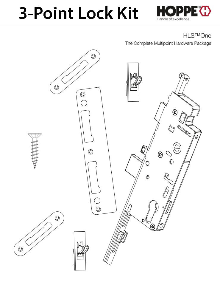 HLS-ONE 3-point Lock KIT, ACTIVE SYSTEM w/60MM backset, choose door thickness - HLS-ONE 3-point Lock KIT, ACTIVE SYSTEM w/60MM backset, choose door thickness