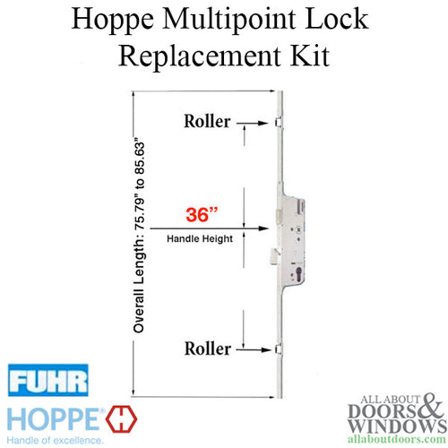 HOPPE Replacement for FUHR Automatic Multipoint Lock with Rollers - HOPPE Replacement for FUHR Automatic Multipoint Lock with Rollers