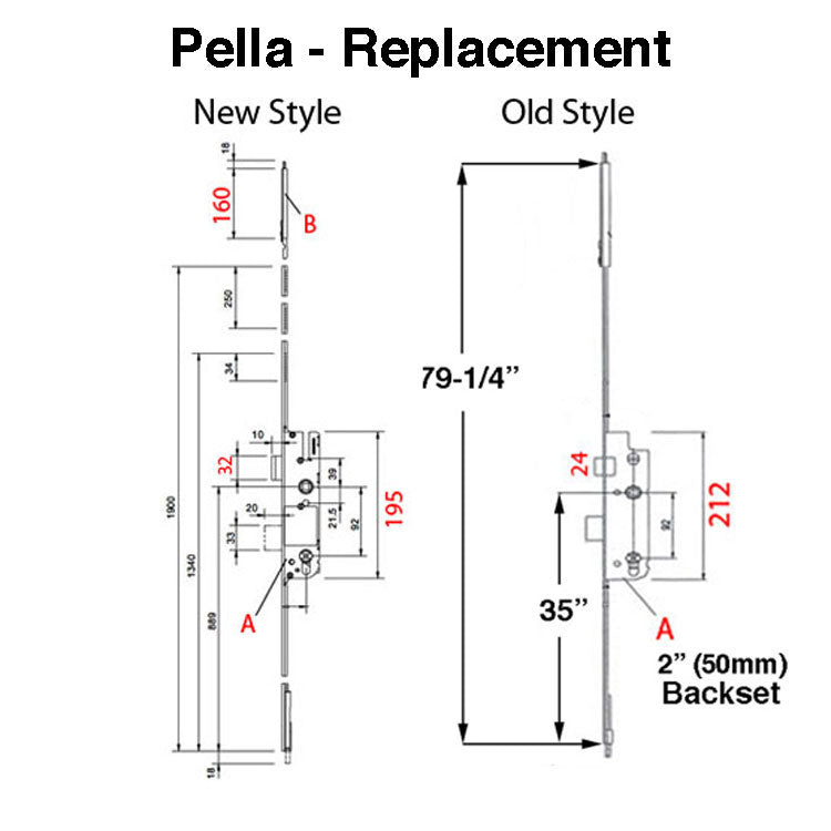 Active Pella / G-U 3-point Multipoint Lock Kit w/ Shootbolts 50/92 - Choose Finish - Active Pella / G-U 3-point Multipoint Lock Kit w/ Shootbolts 50/92 - Choose Finish