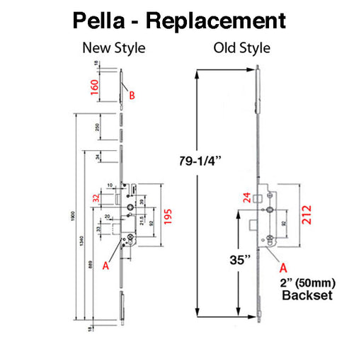 Active Pella / G-U 3-point Multipoint Lock Kit w/ Shootbolts 50/92 - Choose Finish - Active Pella / G-U 3-point Multipoint Lock Kit w/ Shootbolts 50/92 - Choose Finish