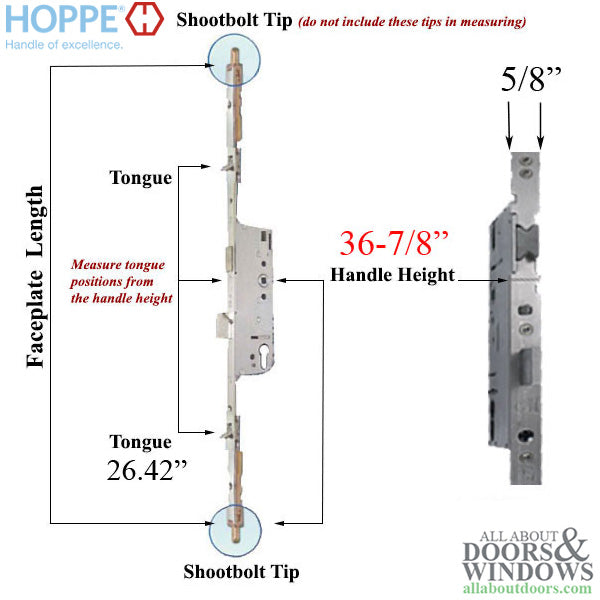 Tongue / Shootbolt 45/92 Replacement Kit, 36-7/8 HH, 93-1/4