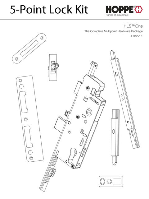 HLS-ONE 5-point Lock KIT, ACTIVE SYSTEM w/45MM backset, choose door thickness - HLS-ONE 5-point Lock KIT, ACTIVE SYSTEM w/45MM backset, choose door thickness