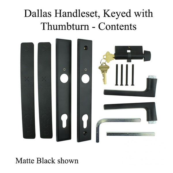 Dallas Contemporary Lever Handle, Keyed Active with Thumbturn,  M1643 / 2161N Set - Matte Black - Dallas Contemporary Lever Handle, Keyed Active with Thumbturn,  M1643 / 2161N Set - Matte Black