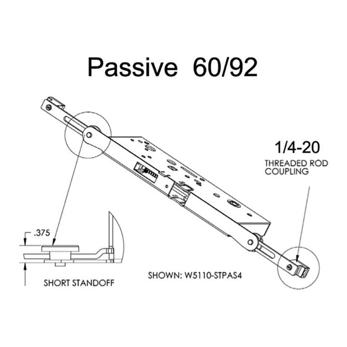 Passive, 60/92 Concealed Rod, Short Standoff 1/4-20 thread - Passive, 60/92 Concealed Rod, Short Standoff 1/4-20 thread