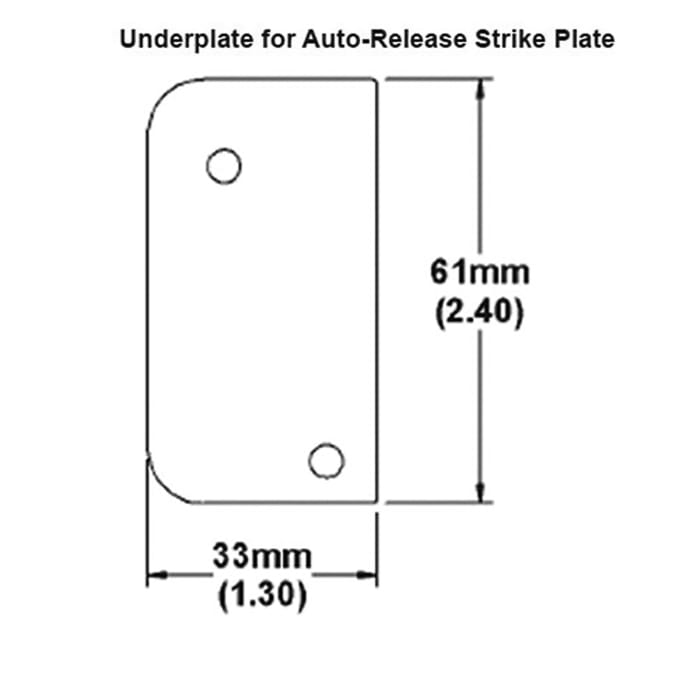Strike Plate, RU1, Auto-Release Underplate 1.30 x 2.40 - Nickel - Strike Plate, RU1, Auto-Release Underplate 1.30 x 2.40 - Nickel