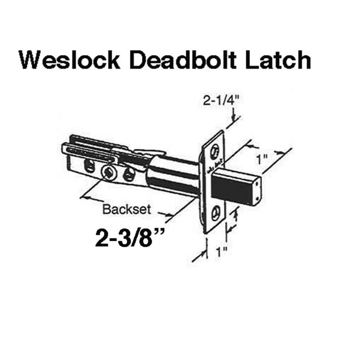 Discontinued - Weslock 400 Series 2-3/8 Backset Deadbolt latch, Square Face - Discontinued - Weslock 400 Series 2-3/8 Backset Deadbolt latch, Square Face