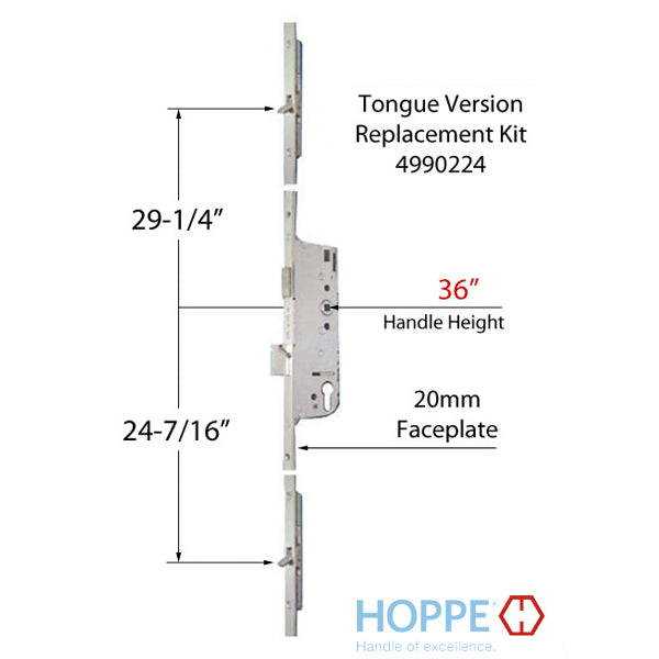 20mm Tongue Version Replacement Kit for Discontinued 20mm Fuhr Roundbolt - 20mm Tongue Version Replacement Kit for Discontinued 20mm Fuhr Roundbolt