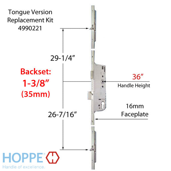 Replacement Kit for 71 - 85-5/8 inch OLD STYLE Tongue Version, 35mm backset - Replacement Kit for 71 - 85-5/8 inch OLD STYLE Tongue Version, 35mm backset