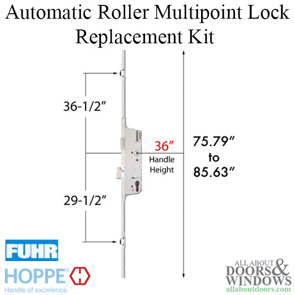 Replacement Kit for Fuhr 77-1/2 inch Auto Roller Multipoint Lock - Replacement Kit for Fuhr 77-1/2 inch Auto Roller Multipoint Lock