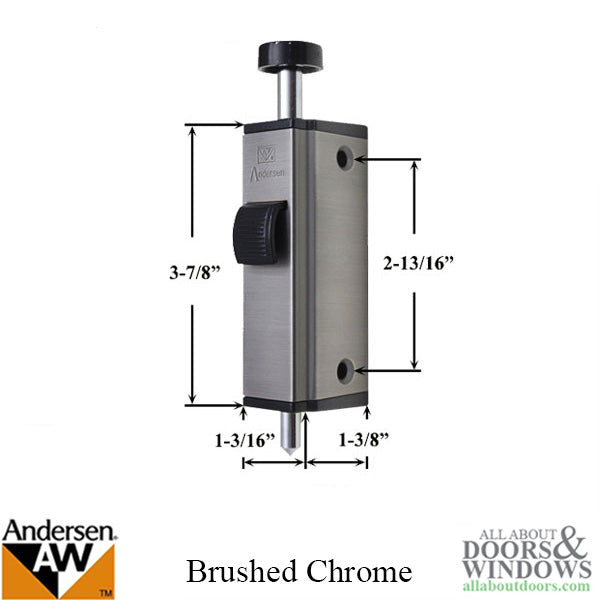 Andersen Auxiliary Foot Bolt Lock for Frenchwood Gliding Door - Brushed Chrome - Andersen Auxiliary Foot Bolt Lock for Frenchwood Gliding Door - Brushed Chrome