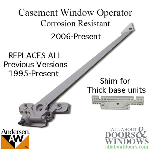 Andersen Replacement Operator, 1995-98 Enhanced with Shim - Right Hand Corrosion Resistant - Andersen Replacement Operator, 1995-98 Enhanced with Shim - Right Hand Corrosion Resistant