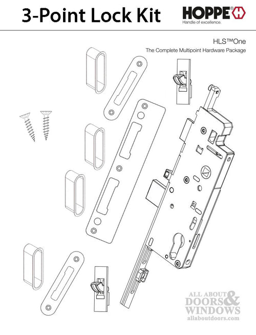 HLS-ONE 3-point Lock KIT, ACTIVE SYSTEM w/45MM backset, choose door thickness - HLS-ONE 3-point Lock KIT, ACTIVE SYSTEM w/45MM backset, choose door thickness