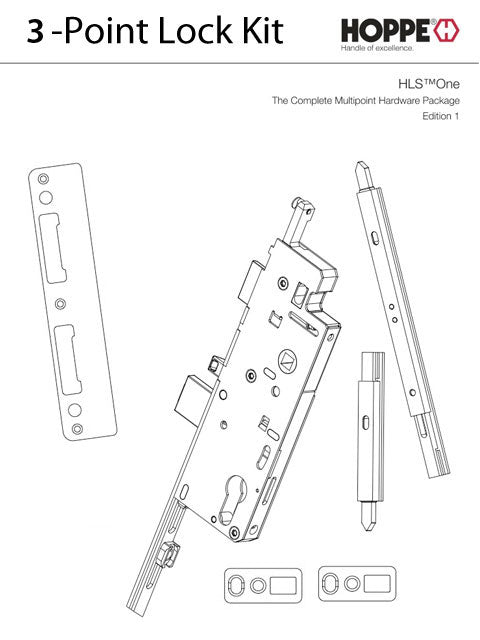 HLS-ONE 3-point Lock KIT, ACTIVE 6-8 Door w/45mm  backset, choose door thickness - HLS-ONE 3-point Lock KIT, ACTIVE 6-8 Door w/45mm  backset, choose door thickness