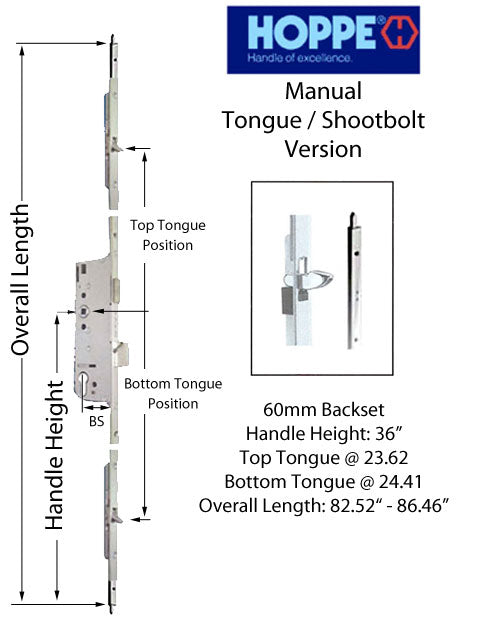 HLS-ONE 5-point Lock KIT, ACTIVE SYSTEM w/60MM backset, choose door thickness - HLS-ONE 5-point Lock KIT, ACTIVE SYSTEM w/60MM backset, choose door thickness