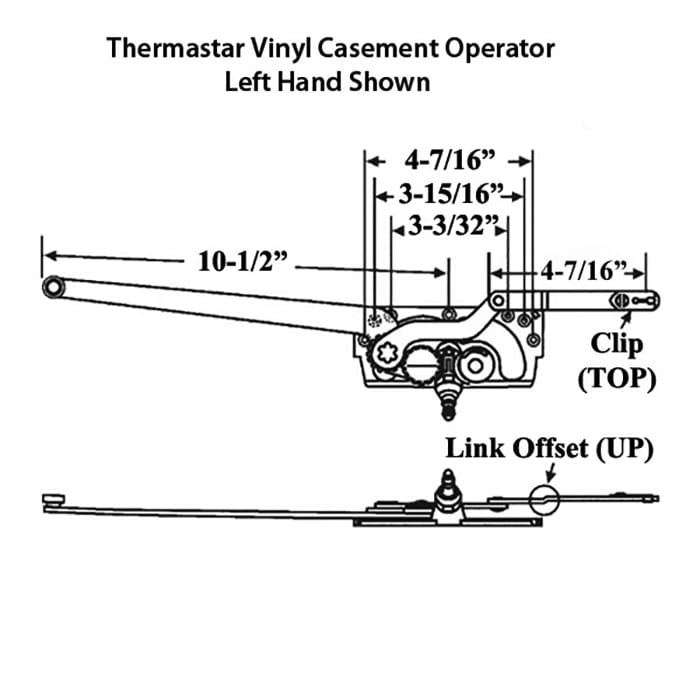 Pella Thermastar Vinyl Casement Operator, Left Hand Window - Pella Thermastar Vinyl Casement Operator, Left Hand Window