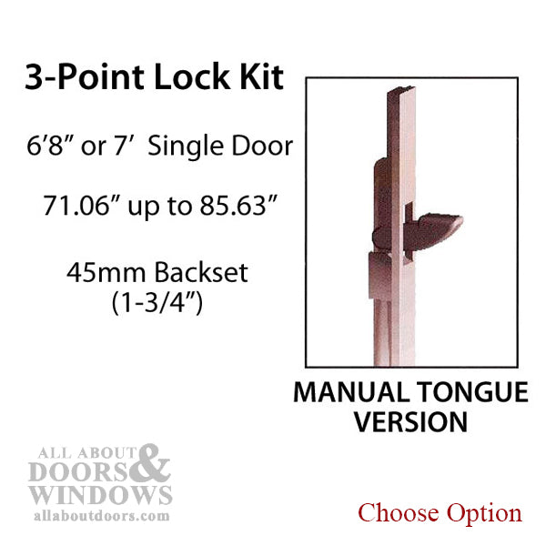 HLS-ONE 3-point Lock KIT, ACTIVE SYSTEM w/45MM backset, choose door thickness - HLS-ONE 3-point Lock KIT, ACTIVE SYSTEM w/45MM backset, choose door thickness