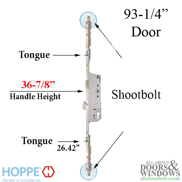 Tongue / Shootbolt 45/92 Replacement Kit, 36-7/8 HH, 93-1/4