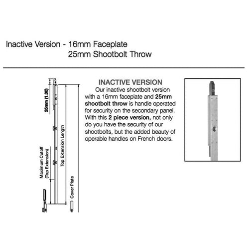 16mm Inactive Top Extension, 25mm Shootbolt Throw, 25.20