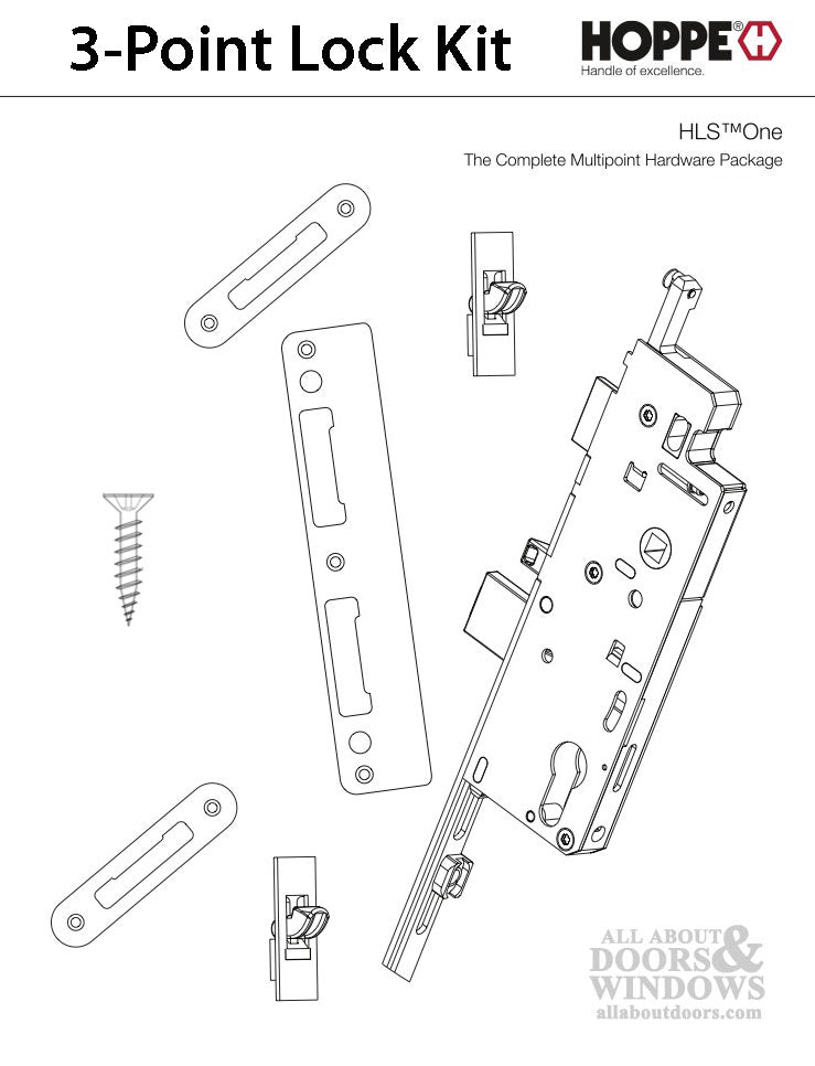 HLS-ONE 3-point Lock KIT, ACTIVE SYSTEM w/45MM backset, choose door thickness - HLS-ONE 3-point Lock KIT, ACTIVE SYSTEM w/45MM backset, choose door thickness