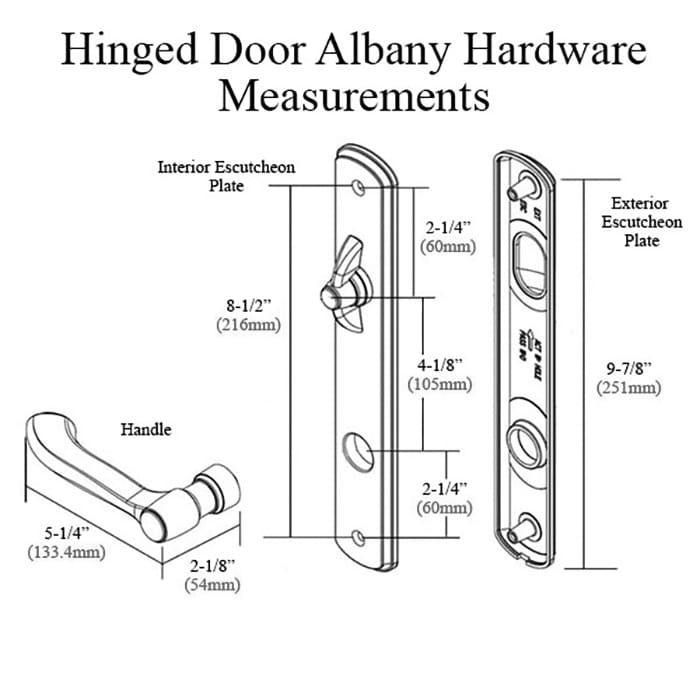 Andersen Albany Active Single Hinged Door Hardware - Pure White - Andersen Albany Active Single Hinged Door Hardware - Pure White