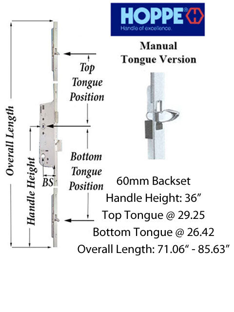 HLS-ONE 3-point Lock KIT, ACTIVE SYSTEM w/60MM backset, choose door thickness - HLS-ONE 3-point Lock KIT, ACTIVE SYSTEM w/60MM backset, choose door thickness