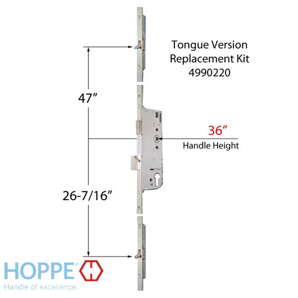 Replacement Kit for 92-5/8 inch Roto Roller or Tongue Version Multipoint Lock - Replacement Kit for 92-5/8 inch Roto Roller or Tongue Version Multipoint Lock