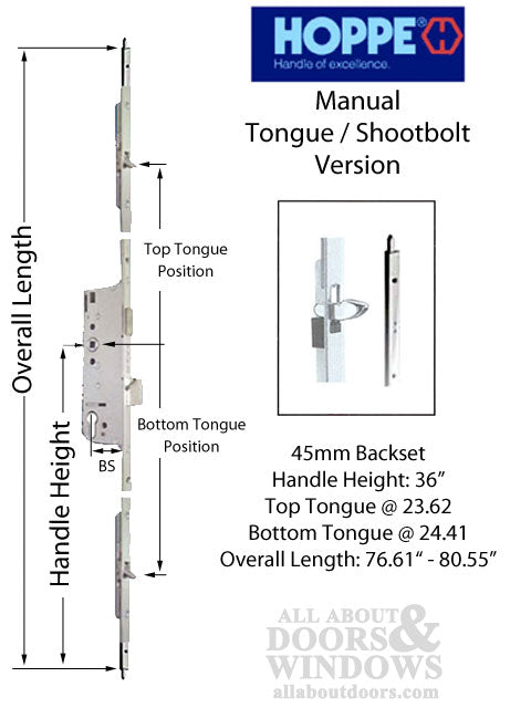 HLS-ONE 5-point Lock KIT, ACTIVE SYSTEM w/45MM backset, choose door thickness - HLS-ONE 5-point Lock KIT, ACTIVE SYSTEM w/45MM backset, choose door thickness