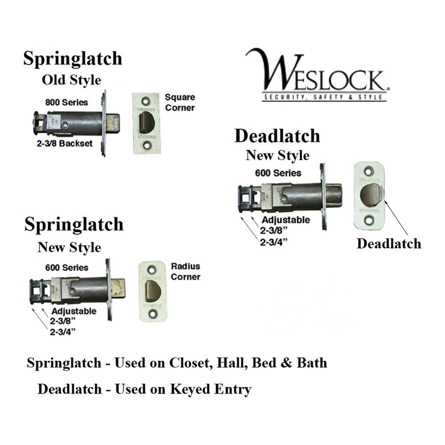 Weslock 600 Series Adjustable Deadlatch Radius Face - Satin Brass - Weslock 600 Series Adjustable Deadlatch Radius Face - Satin Brass
