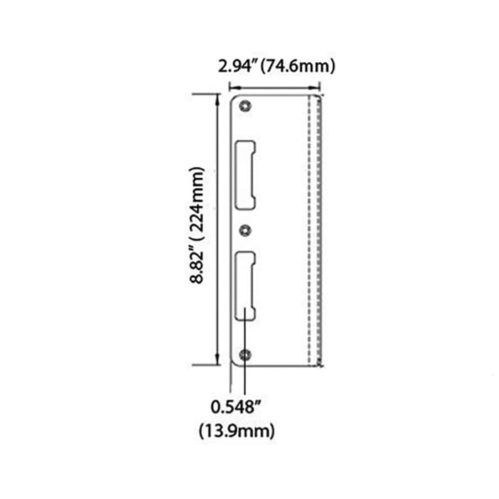 Strike Plate, PC0024N, Extra Wide Latch & Deadbolt  2.94 x 8.82 - Stainless - Strike Plate, PC0024N, Extra Wide Latch & Deadbolt  2.94 x 8.82 - Stainless